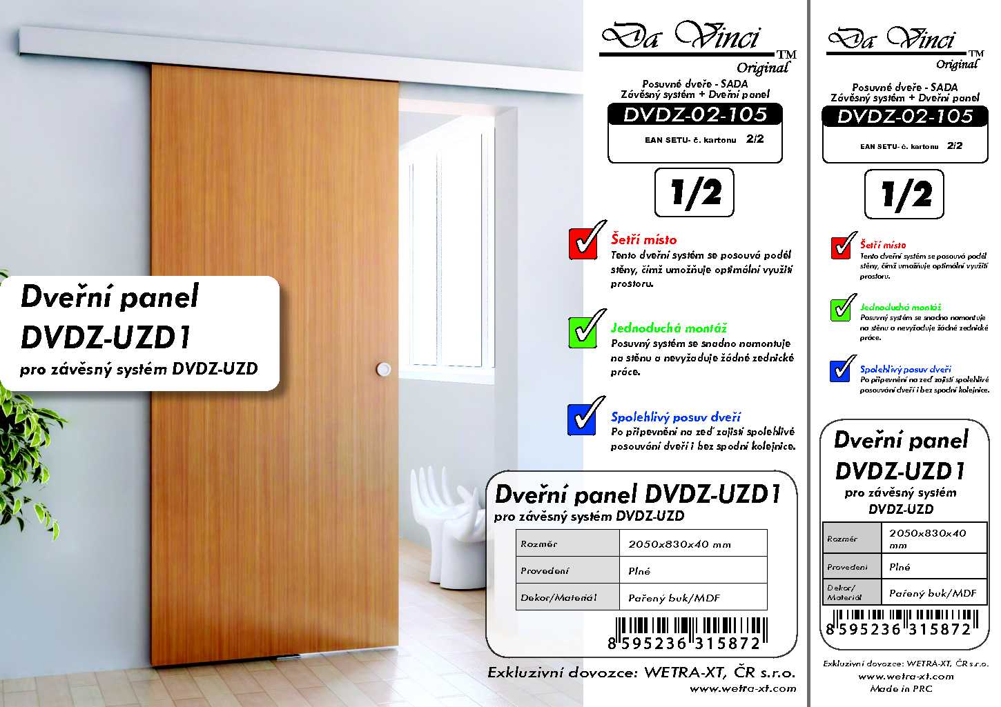 Posuvné dveře Da Vinci DVDZ-UZD1, pařený buk