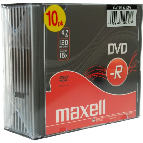 DVD-R 4,7GB 16x 10PK SC 275592 MAXELL