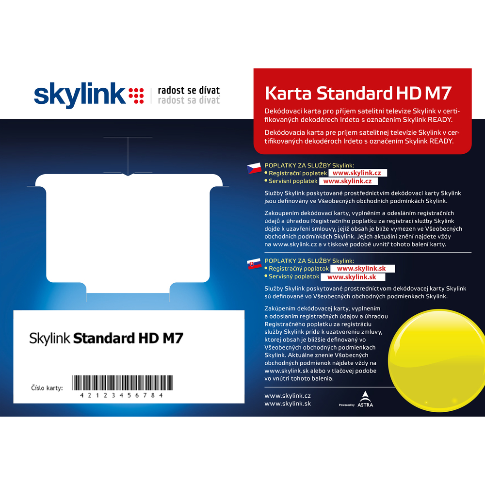Dekódovací karta pro příjem satelitní televize SKYLINK STANDARD HD M7 (IR)
