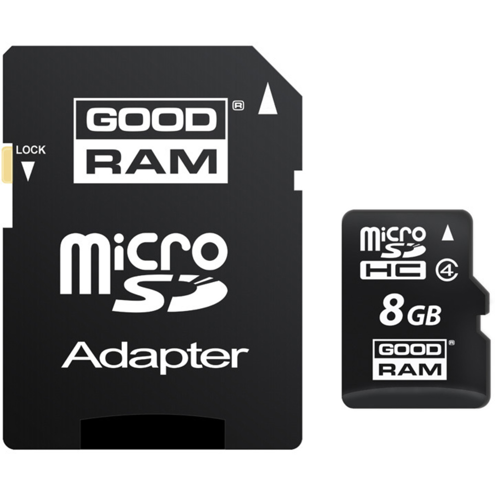 Paměťová karta MicroSDHC 8GB Class 4 + adaptér, GOODRAM