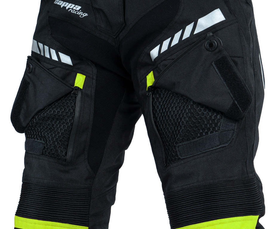 Kalhoty moto dámské FIORANO textilní černé/zelené XL