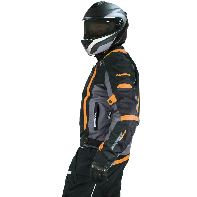 Bunda moto AREZZO textilní černá/oranžová XL