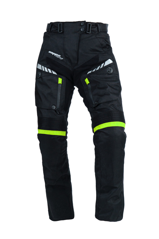 Kalhoty moto dámské FIORANO textilní černé/zelené XL