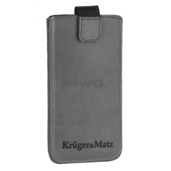 Kožené pouzdro na mobilní telefon 4,5&quot; Kruger&amp;Matz KM0058, šedé