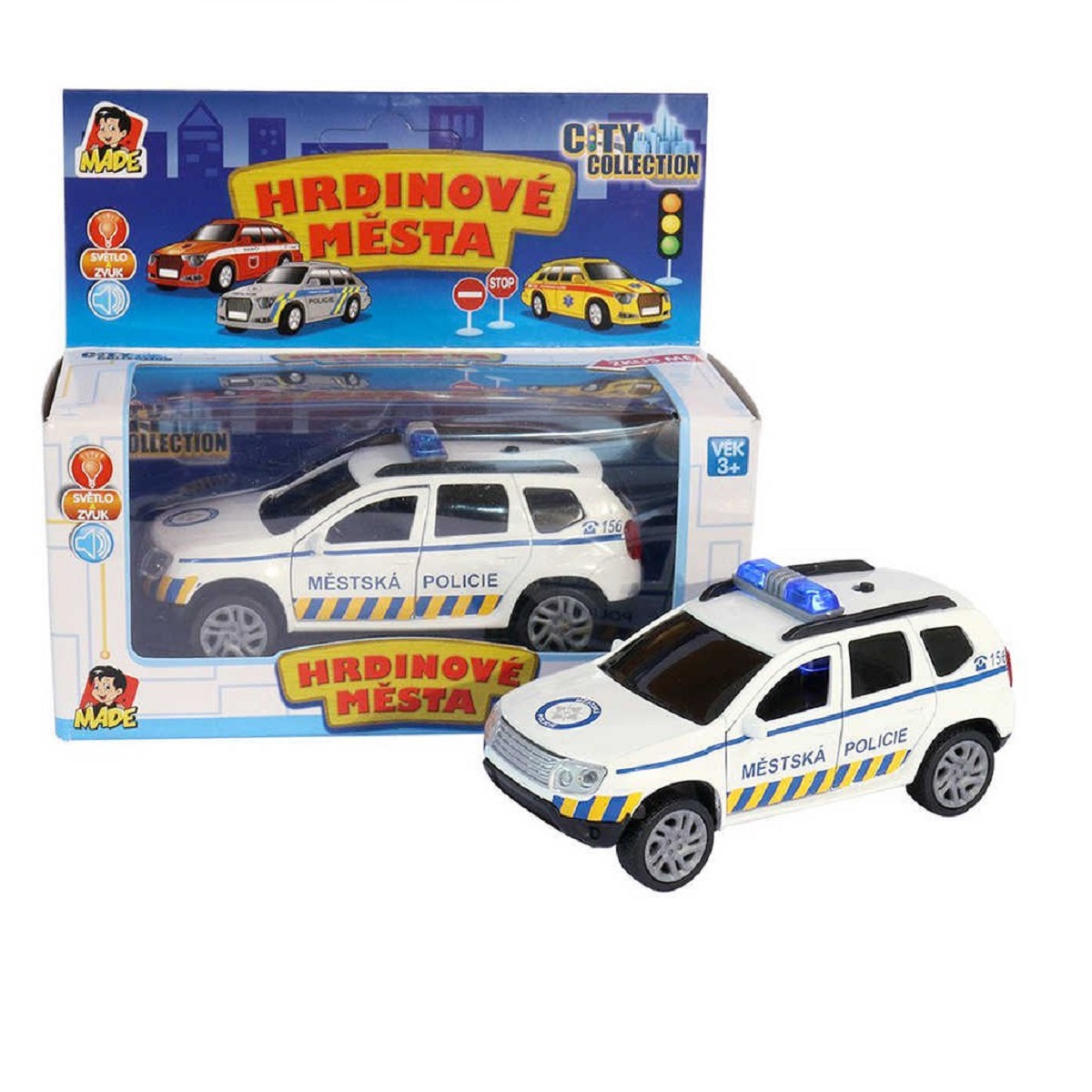 SUV auto policie se světlem a zvukem 10 cm
