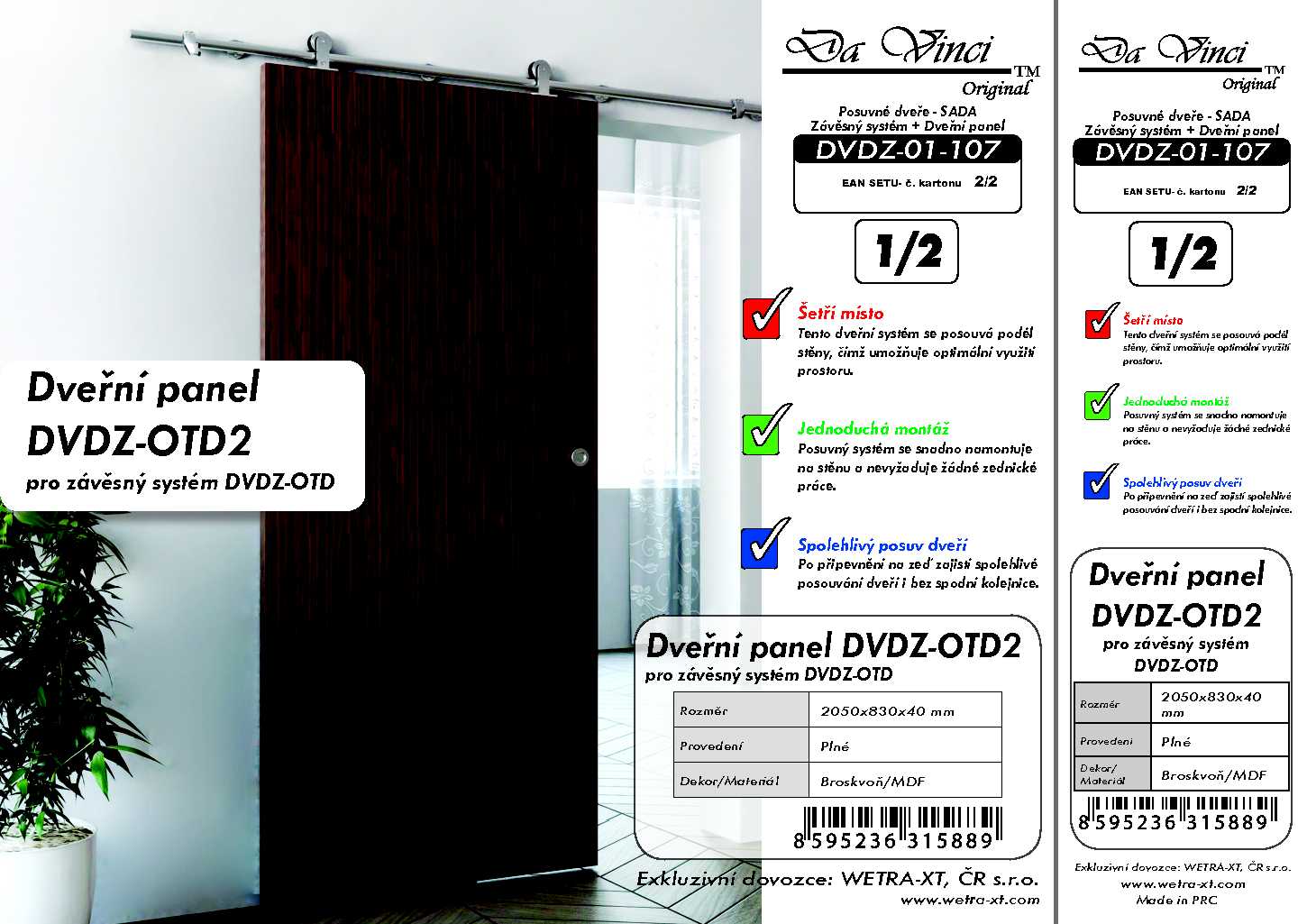 Posuvné dveře Da Vinci DVDZ-OTD2, broskvoň