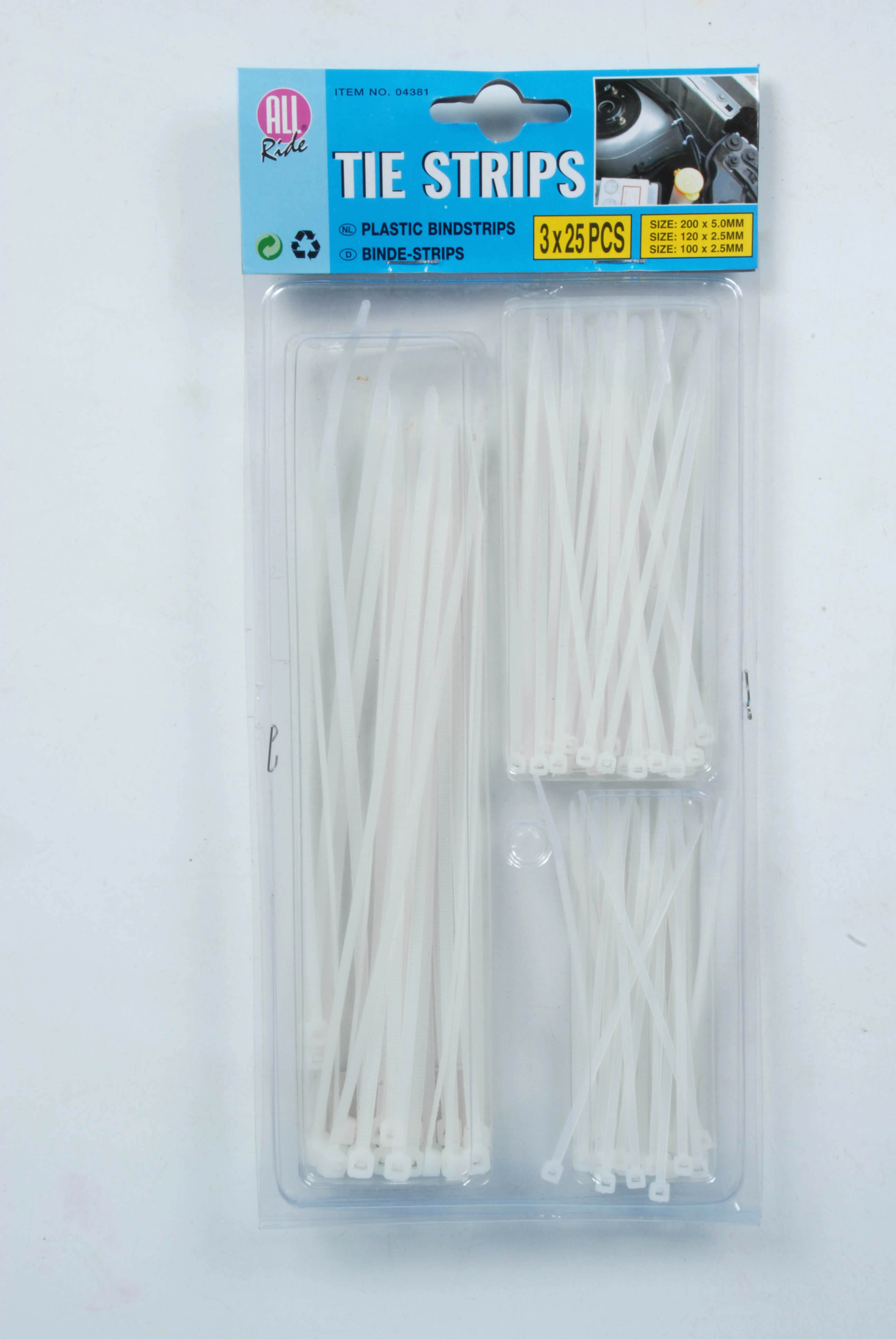 Stahovací kabelové pásky ALL RIDE, 75 ks