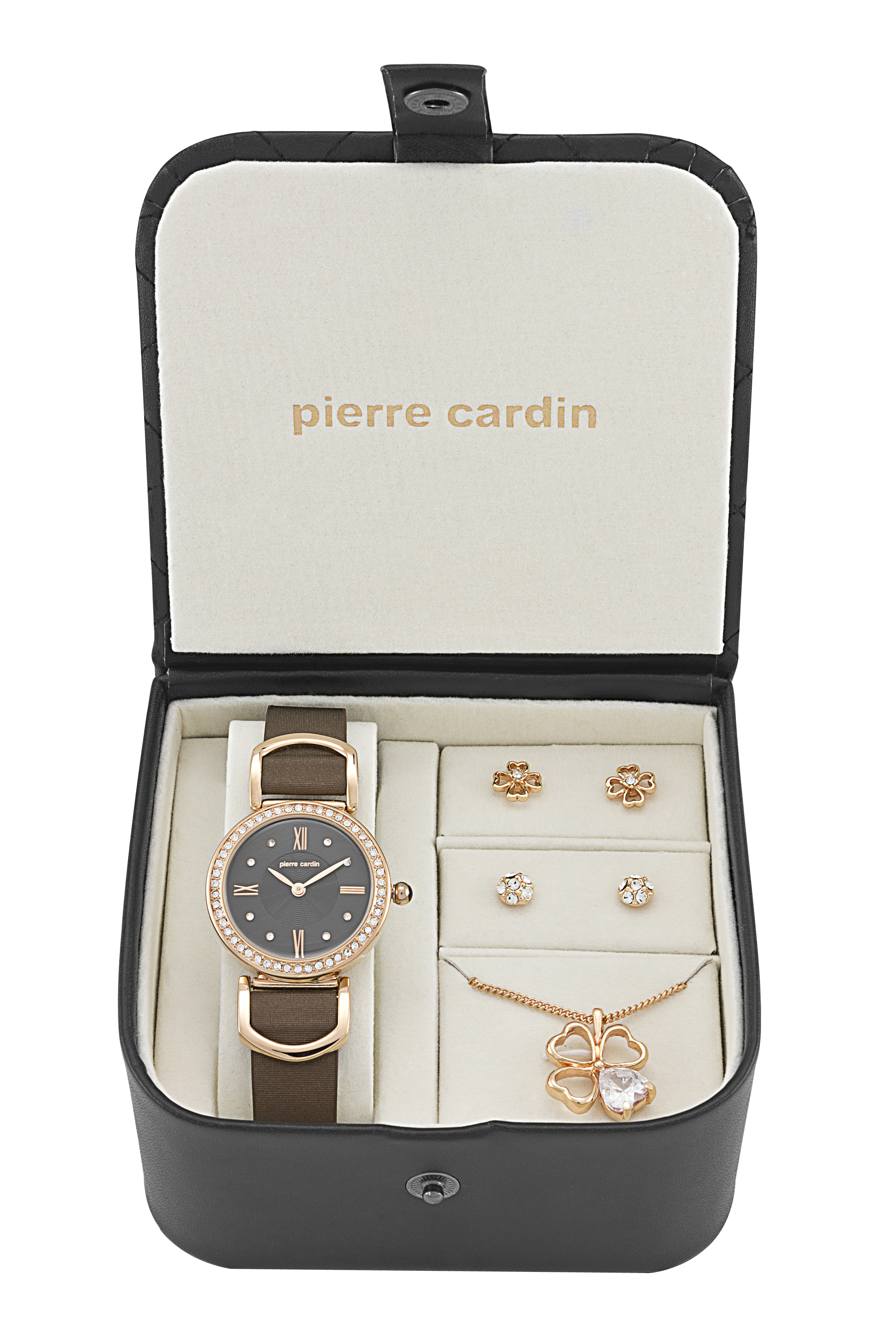 Pierre Cardin dámská sada - hodinky, řetízek 2 sady náušnic