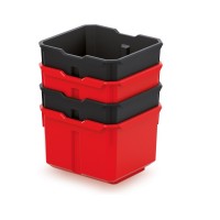Sada 4 plastových boxů na nářadí X BLOCK BOX 157x140x210 černé/červené