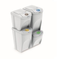 Sada 4 odpadkových košů SORTIBOX bílá, objem 2x25l a 2x35l