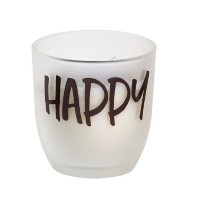 Svíčka ve skle s nápisem - HAPPY
