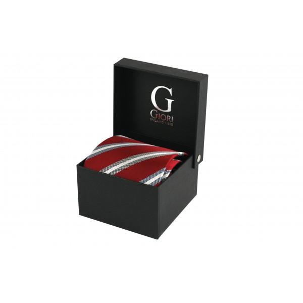 Hedvábná kravata Giori Milano RS0804, červeno-bílá