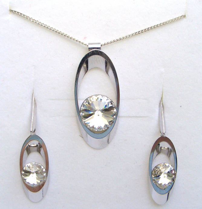 Souprava stříbrných šperků Swarovski - Oval