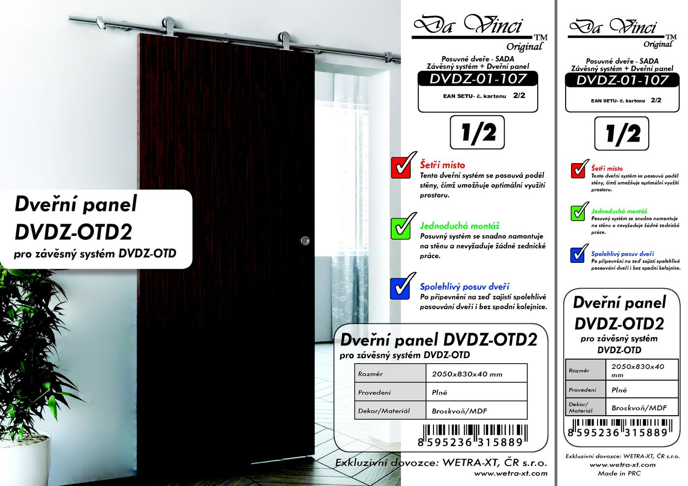 Posuvné dveře Da Vinci DVDZ-OTD2, broskvoň