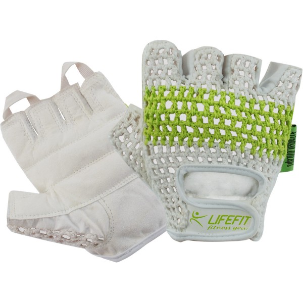 Fitness rukavice LIFEFIT FIT, vel. S, bílo-zelené