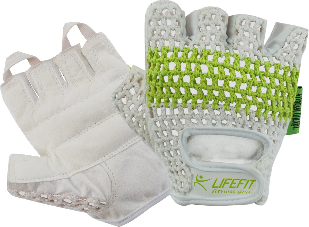Fitness rukavice LIFEFIT FIT, vel. S, bílo-zelené