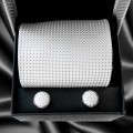Hedvábná kravata a manžetové knoflíčky Giori Milano RS0802, bílé