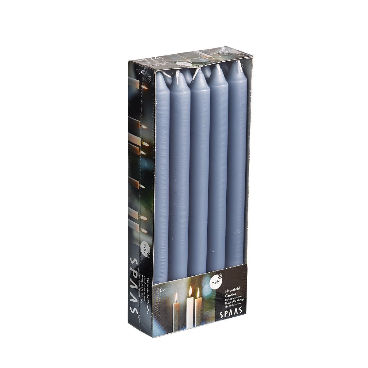 Svíčky kónické 24cm 10ks šedo-modrá