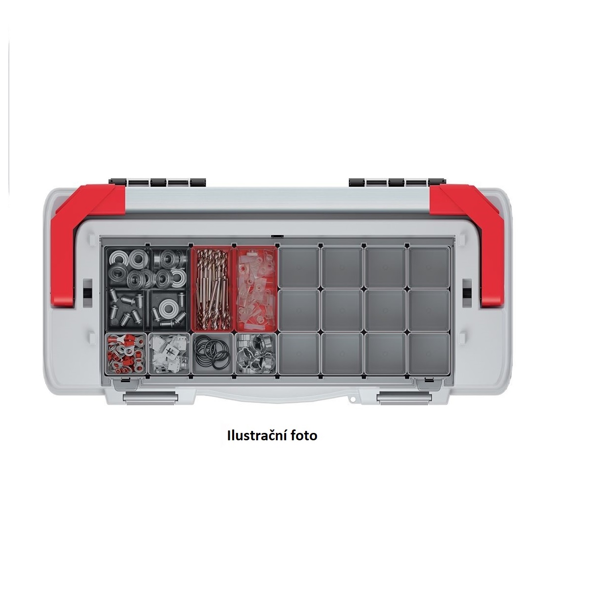 Kufr na nářadí s kov. držadlem a zámky EVO červený 548x274x286 (přepážky)