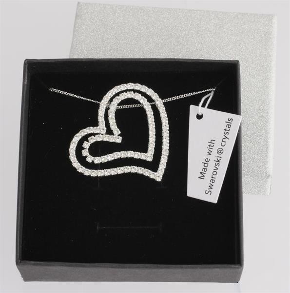 Štrasový náhrdelník Swarovski - křišťálové srdce double
