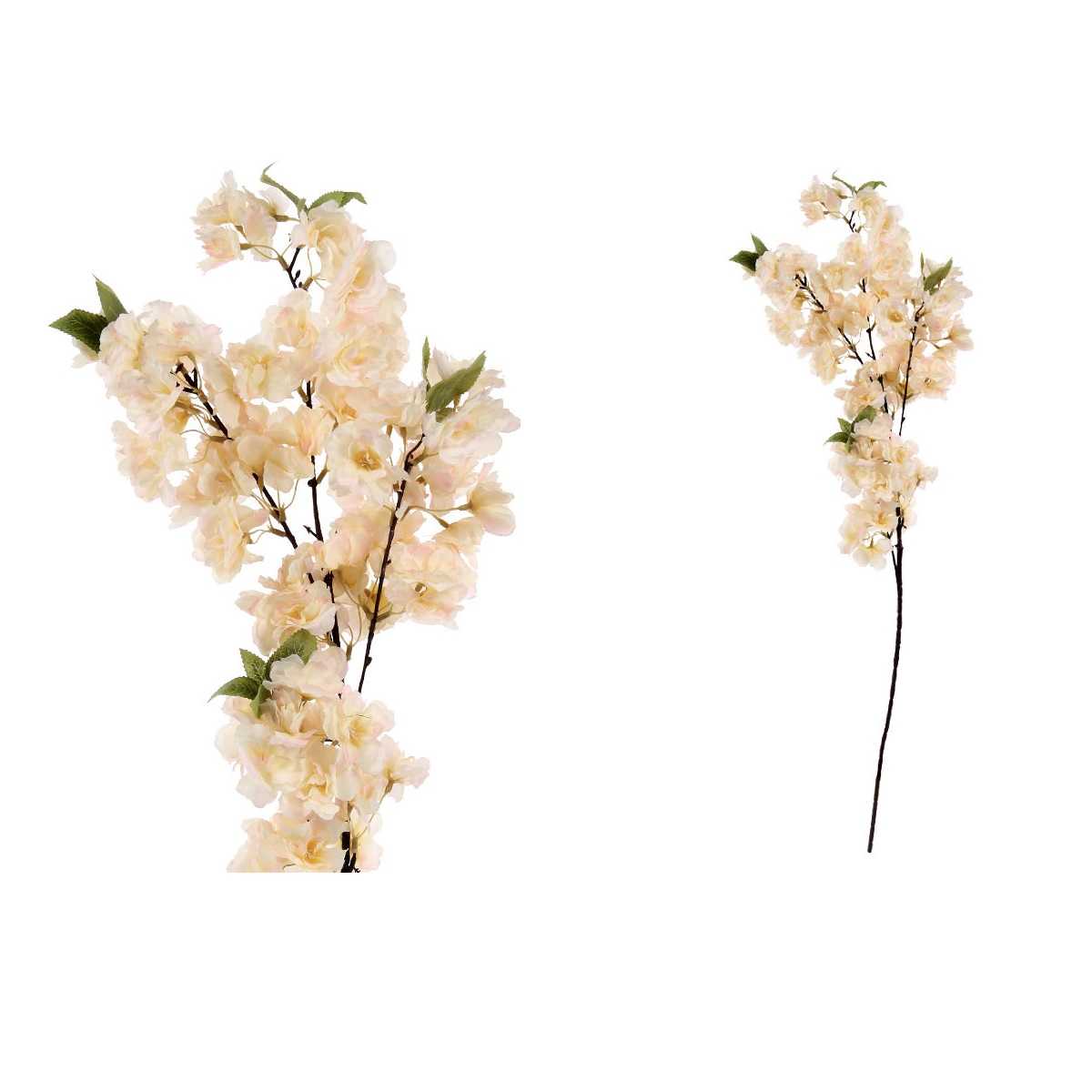 Dekorační umělá květina - Třešňové květy barva smetanovo-meruňková